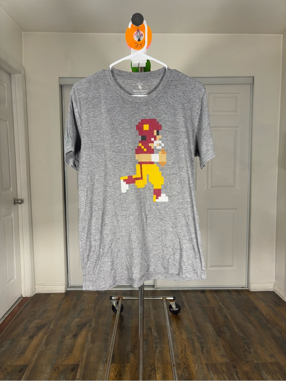 Men's Gray USC Pixel Football Player Graphic Tee
